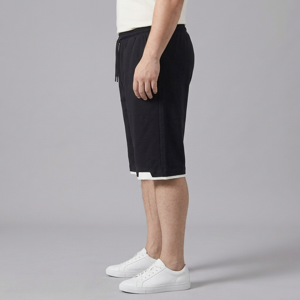 Men's Cargo Shorts | Drawstring Elasticated Waist Black front view