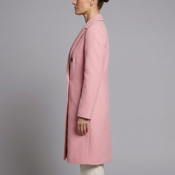 Women's Waterproof Jacket | Double Breasted Long Sleeve Pink side view