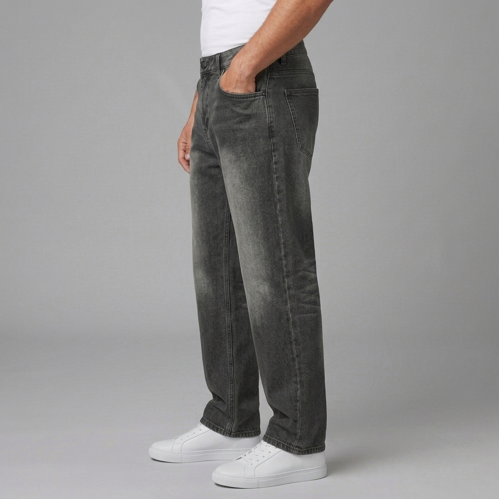 Men's Black Jeans | Straight Leg Vintage Wash Black front view
