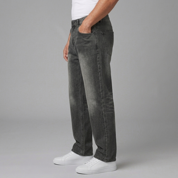 Men's Black Jeans | Straight Leg Vintage Wash Black side view