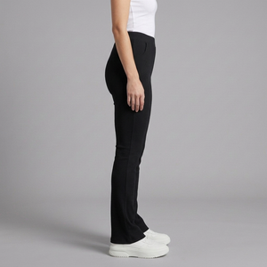 Women's Pants | High Waist Flared Ribbed Knit Black side view
